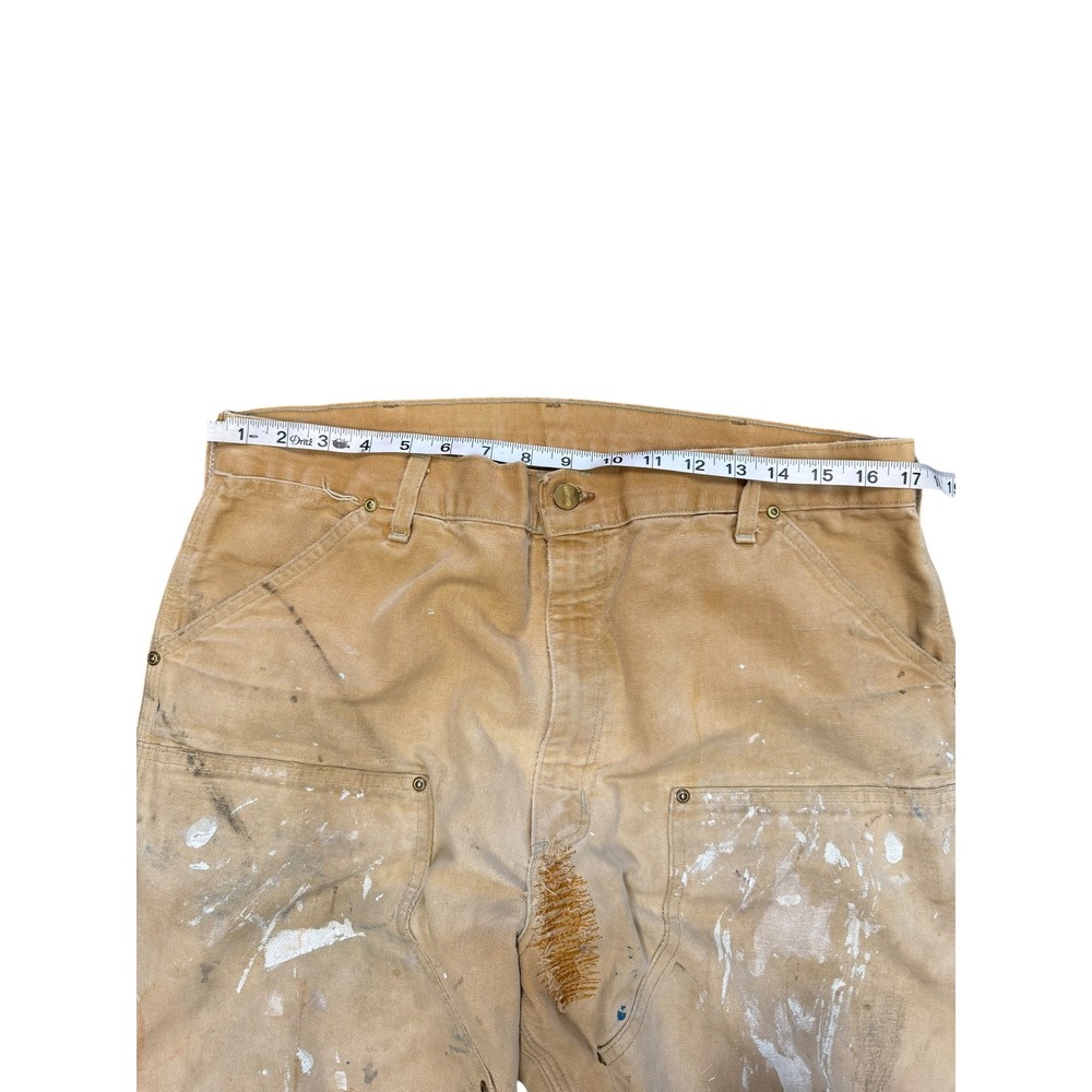 Carhartt Double Knee Work Pants Mens 36x34 Tan Fair Distressed Painter B01 USA - Picture 5 of 12